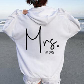 Mrs Est 2024 Just Married Wedding Wife Hubby Mr & Mrs Women Oversized Hoodie Back Print | Seseable CA