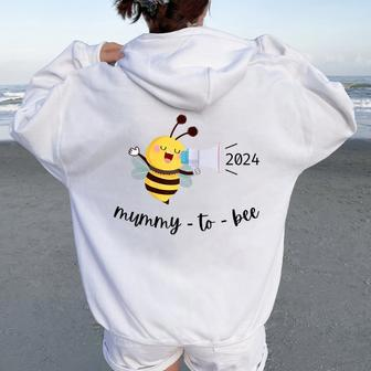 Mummy To Bee 2024 I'm Going To Be A Mum Pregnancy Announce Women Oversized Hoodie Back Print - Thegiftio UK