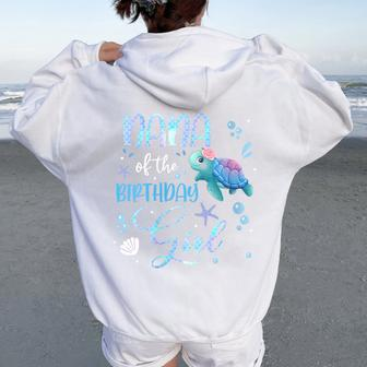 Nana Of The Birthday Girl Turtle Family Matching Party Squad Women Oversized Hoodie Back Print - Monsterry CA