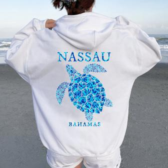 Nassau Bahamas Sea Turtle Boys Girls Toddler Souvenir Women Oversized Hoodie Back Print - Seseable