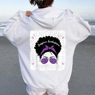 National Women's History Month 2024 History Month Messy Bun Women Oversized Hoodie Back Print - Seseable