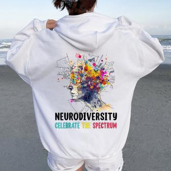 Neurodiversity Brain Autism Awareness Asd Adhd Kid Women Oversized Hoodie Back Print - Seseable
