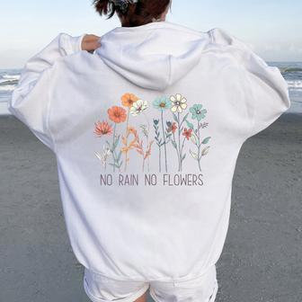 No Rain No Flowers Wildflower Floral Women Oversized Hoodie Back Print - Monsterry AU