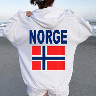 Norway Flag Cool Norge Flagg Norwegian Flags Women Women Oversized Hoodie Back Print - Thegiftio UK