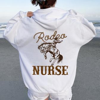 Nurse 1St First Birthday Cowboy Rn Western Rodeo Party Women Oversized Hoodie Back Print | Mazezy AU