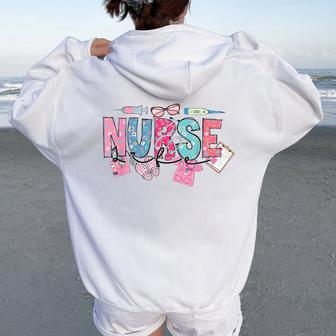 Nurse's Day Nurse Life Nurse Week 2024 This Is Fine Women Oversized Hoodie Back Print | Mazezy