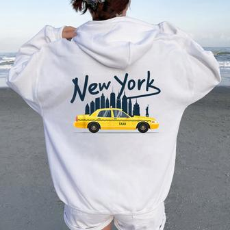 Nyc New York Yellow Cab Taxi Souvenir Women Women Oversized Hoodie Back Print - Thegiftio UK