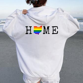 Ohio Rainbow Pride Home State Map Women Oversized Hoodie Back Print - Monsterry AU