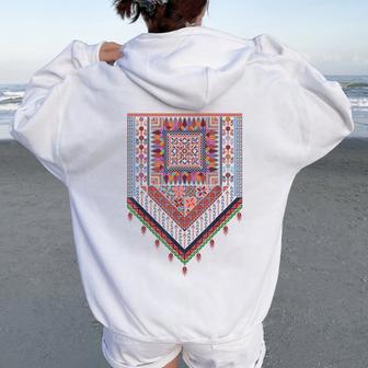 Palestine Trational Girls Palestinian Woman Thobe Thob Women Oversized Hoodie Back Print - Thegiftio UK