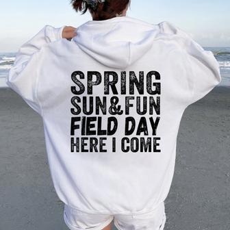 Pink Spring Fun Quote For And Teachers For Field Day Women Oversized Hoodie Back Print - Monsterry