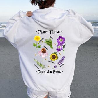 Plant These Save The Bees Bee Women Oversized Hoodie Back Print - Monsterry CA