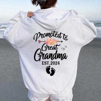 Promoted To Great Grandma 2024 Pregnancy Announcement Women Oversized Hoodie Back Print - Thegiftio UK