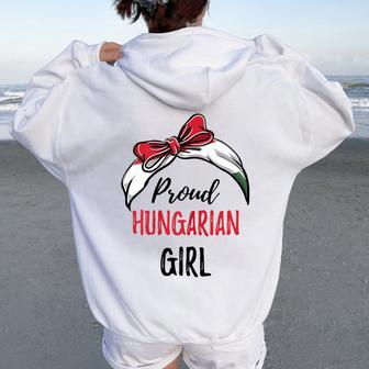 Proud Hungarian Girl Women Oversized Hoodie Back Print - Thegiftio UK