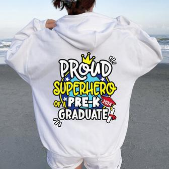 Proud Superhero Team 2024 Boys Girls Pre-K Crew Graduation Women Oversized Hoodie Back Print - Monsterry CA