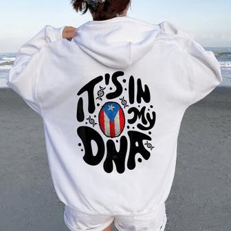 Puerto Rican It's In My Dna Puerto Rico Flag Hispanic Women Women Oversized Hoodie Back Print - Seseable