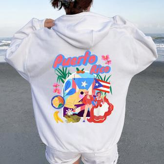 Puerto Rican Outfit Idea For & Puerto Rico Flag Women Oversized Hoodie Back Print - Seseable