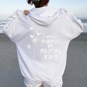 Purple Up In April Dandelion For Month Of The Military Child Women Oversized Hoodie Back Print - Monsterry