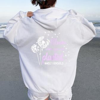 Purple Up Military Kid Military Child Month Dandelion Women Oversized Hoodie Back Print - Monsterry AU