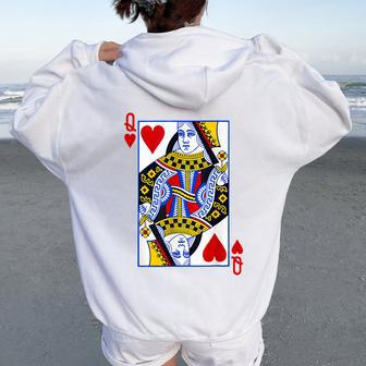 Queen Of Hearts Feminist For Playing Cards Women Oversized Hoodie Back Print | Mazezy CA