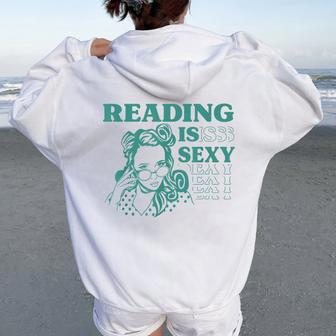 Reading Is Sexy Retro Librarian Book Worm Teacher Women Oversized Hoodie Back Print - Monsterry CA