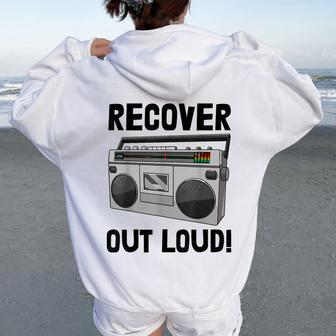Recover Out Loud Vintage Style Tape Recorder Women Oversized Hoodie Back Print - Monsterry CA