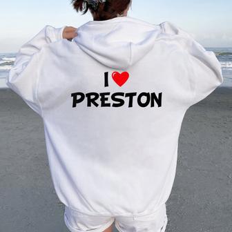 Red Heart Girls Boys I Love Preston Women Oversized Hoodie Back Print - Thegiftio UK