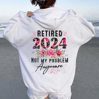 Retired 2024 Retirement For 2024 Floral Women Oversized Hoodie Back Print - Thegiftio UK