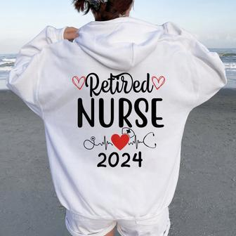Retired Nurse 2024 Retirement Women Women Oversized Hoodie Back Print - Monsterry