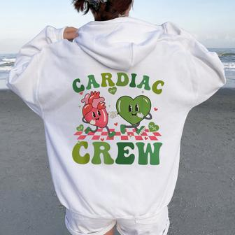 Retro Groovy Cardiac Crew St Patrick's Day Heart Cardiology Women Oversized Hoodie Back Print | Mazezy