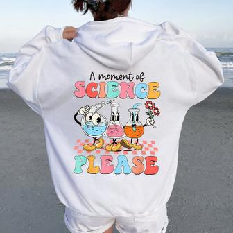 Retro A Moment Of Science Please Teacher 100 Days Of School Women Oversized Hoodie Back Print - Seseable