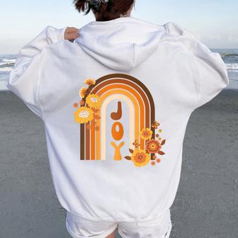 Retro Rainbow 70’S Joy Women Oversized Hoodie Back Print - Thegiftio UK