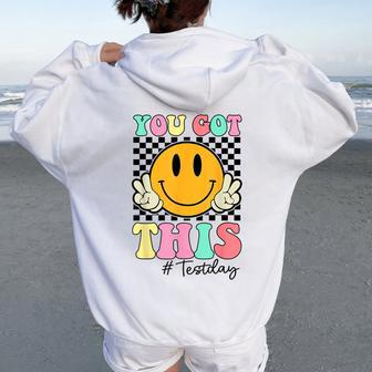 You Got This Retro Smile Teacher Student Testing Test Day Women Oversized Hoodie Back Print - Monsterry UK