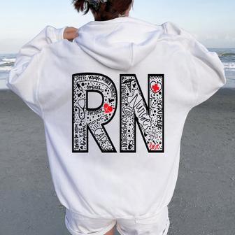 Rn Registered Nurses Paint Nurses Week Nurse Life Nurse Week Women Oversized Hoodie Back Print - Seseable