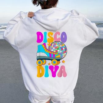Roller Skating Disco Diva Skate Girl 70S Retro Women Oversized Hoodie Back Print - Thegiftio UK