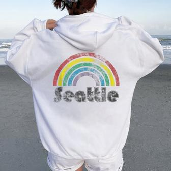 Seattle Rainbow 70'S 80'S Style Retro Gay Pride Women Women Oversized Hoodie Back Print - Monsterry UK