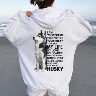 And Siberian Husky Dog Lover Women Oversized Hoodie Back Print - Thegiftio UK