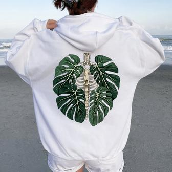 Skeleton Plant Body Nature Botanical Gardening Plant Lovers Women Oversized Hoodie Back Print - Seseable