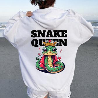 Snake Queen Girls Snake Lover Snake Women Oversized Hoodie Back Print - Monsterry DE