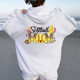 Softball Mom Game Day Vibes Softball Mama Women Oversized Hoodie Back Print - Monsterry UK