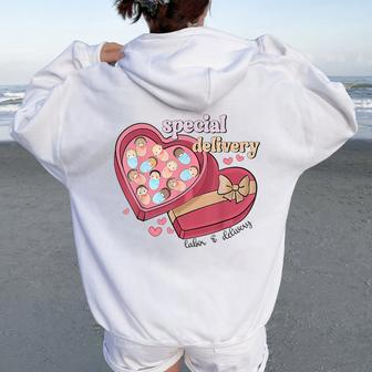 Special Delivery Labor And Delivery Nurse Valentine's Day Women Oversized Hoodie Back Print - Seseable