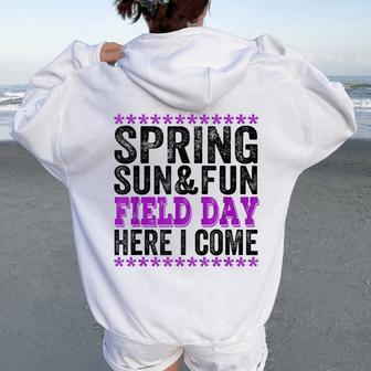 Spring Sun And Fun Quote For Teacher Field Day Pink Women Oversized Hoodie Back Print - Monsterry UK