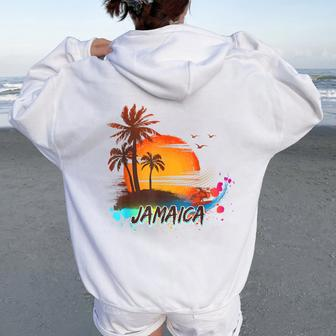Summer Vacation Jamaica Beach Tropical Kid Women Oversized Hoodie Back Print - Seseable