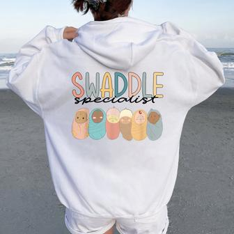 Swaddle Specialist Labor And Delivery Nicu Nurse Registered Women Oversized Hoodie Back Print - Monsterry AU