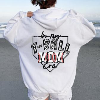 In My T-Ball Mom Era T-Ball Ball Mama Mother Leopard Print Women Oversized Hoodie Back Print | Mazezy