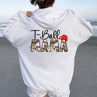 T Ball Mom Leopard Mother's Day Mama Ball Sport Player Women Oversized Hoodie Back Print | Mazezy CA