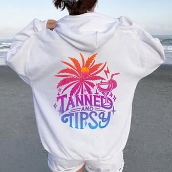 Tanned And Tipsy Beach Summer Vacation Tie Dye Women Women Oversized Hoodie Back Print - Monsterry AU