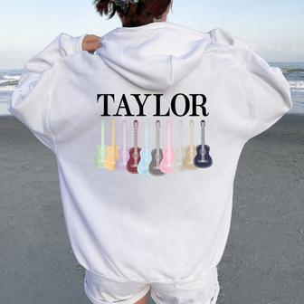 Taylor Name Personalized I Love Taylor Girl Groovy 70'S Women Oversized Hoodie Back Print - Seseable