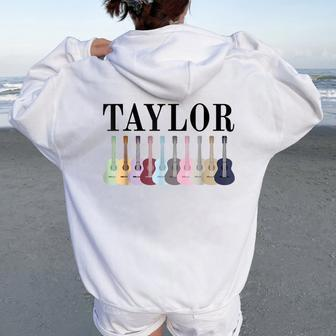 Taylor Personalized Name I Love Taylor Girl Groovy 70'S Women Oversized Hoodie Back Print - Monsterry