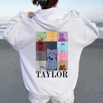 Taylor Personalized Name I Love Taylor Girl Groovy 70'S Women Oversized Hoodie Back Print - Seseable