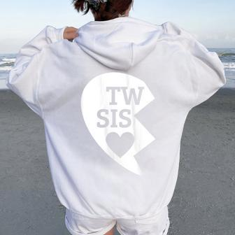 Twin Sisters Heart Matching Set 1 Of 2 Women Oversized Hoodie Back Print - Monsterry